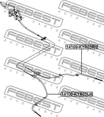 Febest 14100-KYR05RH - Трос, гальмівна система avtolavka.club