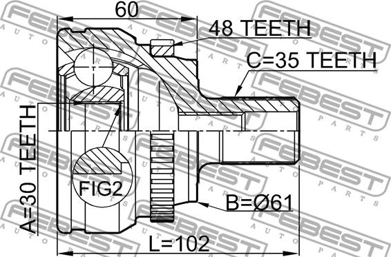 Febest 1610-210A48 - Шарнірний комплект, ШРУС, приводний вал avtolavka.club
