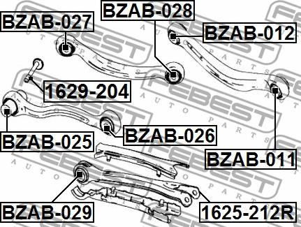 Febest BZAB-026 - Сайлентблок, важеля підвіски колеса avtolavka.club