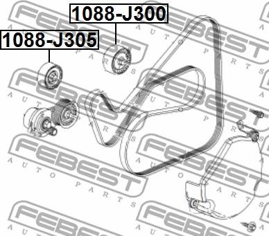 Febest 1088-J300 - Паразитний / провідний ролик, поліклиновий ремінь avtolavka.club