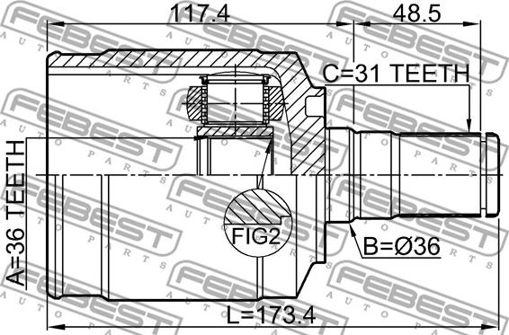 Febest 1211-CM10LH - Шарнірний комплект, ШРУС, приводний вал avtolavka.club