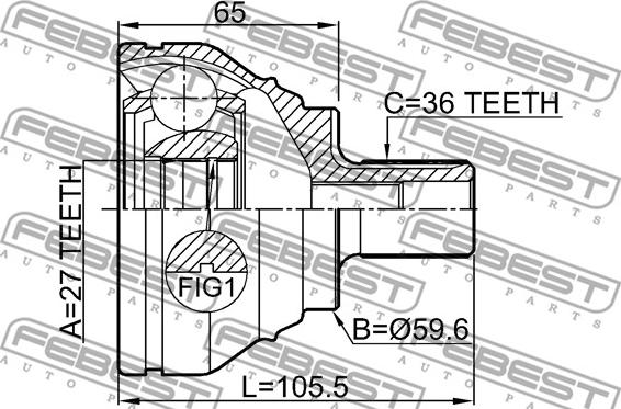 Febest 1710-Q3 - Шарнірний комплект, ШРУС, приводний вал avtolavka.club