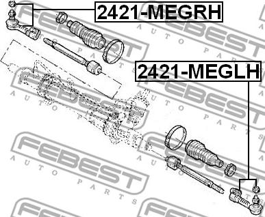 Febest 2421-MEGLH - Наконечник рульової тяги, кульовий шарнір avtolavka.club