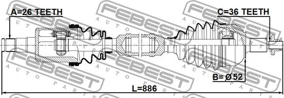 Febest 2314-PVRH - Приводний вал avtolavka.club