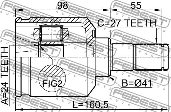 Febest 2211-NS20LH - Шарнірний комплект, ШРУС, приводний вал avtolavka.club