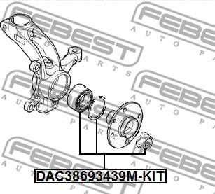 Febest DAC38693439M-KIT - Комплект підшипника маточини колеса avtolavka.club