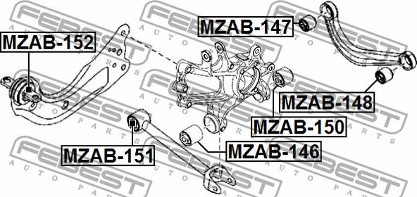 Febest MZAB-147 - Сайлентблок, важеля підвіски колеса avtolavka.club