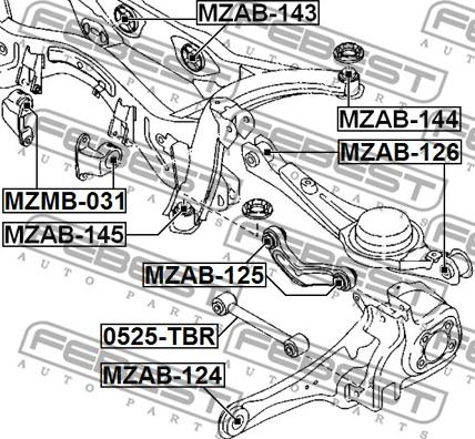 Febest MZAB-126 - Сайлентблок, важеля підвіски колеса avtolavka.club