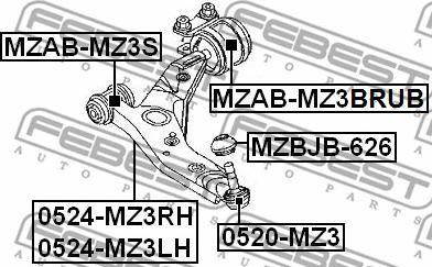 Febest MZAB-MZ3BRUB - Сайлентблок, важеля підвіски колеса avtolavka.club