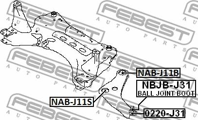 Febest NAB-J11S - Сайлентблок, важеля підвіски колеса avtolavka.club