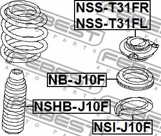 Febest NB-J10F - Підшипник кочення, опора стійки амортизатора avtolavka.club