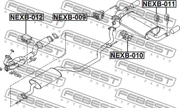 Febest NEXB-011 - Кронштейн, система випуску ОГ avtolavka.club