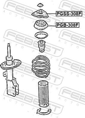 Febest PGB-308F - Підшипник кочення, опора стійки амортизатора avtolavka.club