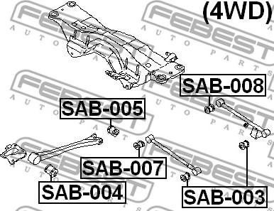 Febest SAB-008 - Сайлентблок, важеля підвіски колеса avtolavka.club