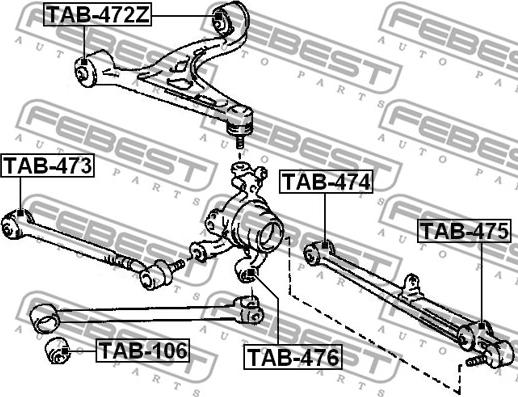 Febest TAB-474 - Сайлентблок, важеля підвіски колеса avtolavka.club