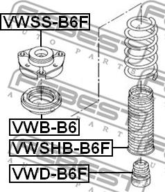 Febest VWB-B6 - Підшипник кочення, опора стійки амортизатора avtolavka.club