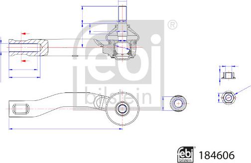 Febi Bilstein 184606 - Наконечник рульової тяги, кульовий шарнір avtolavka.club