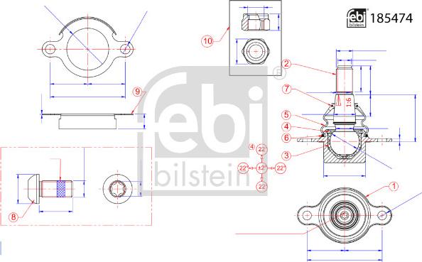 Febi Bilstein 185474 - Осьовий шарнір, рульова тяга avtolavka.club