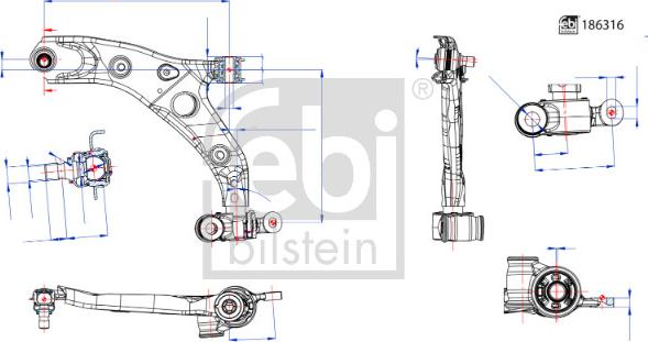 Febi Bilstein 186316 - Важіль незалежної підвіски колеса avtolavka.club