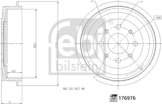 Febi Bilstein 176976 - Гальмівний барабан avtolavka.club