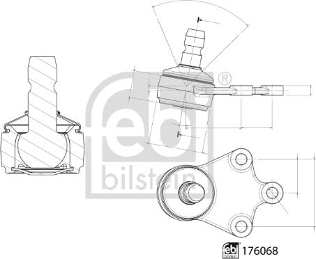 Febi Bilstein 176068 - Шарова опора, несучий / направляючий шарнір avtolavka.club