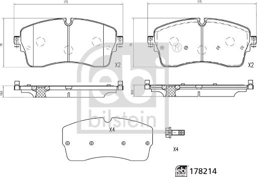 Febi Bilstein 178214 - Гальмівні колодки, дискові гальма avtolavka.club
