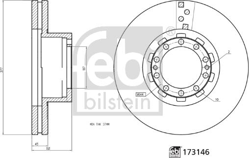 Febi Bilstein 173146 - Гальмівний диск avtolavka.club