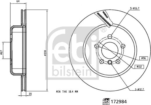 Febi Bilstein 172984 - Гальмівний диск avtolavka.club