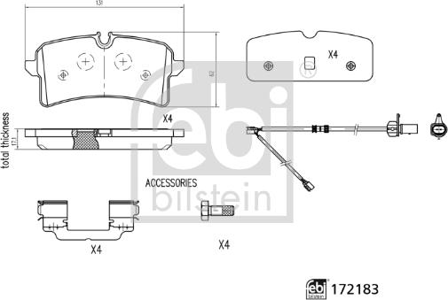 Febi Bilstein 172183 - Гальмівні колодки, дискові гальма avtolavka.club