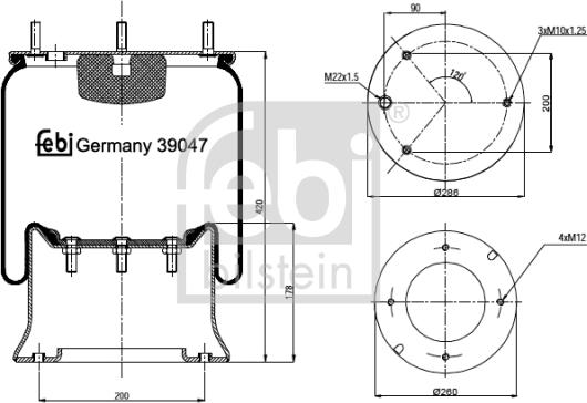 Febi Bilstein 39047 - Кожух пневматичної ресори avtolavka.club