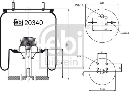 Febi Bilstein 20340 - Кожух пневматичної ресори avtolavka.club