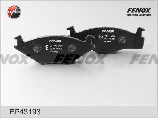 Fenox BP43193 - Гальмівні колодки, дискові гальма avtolavka.club