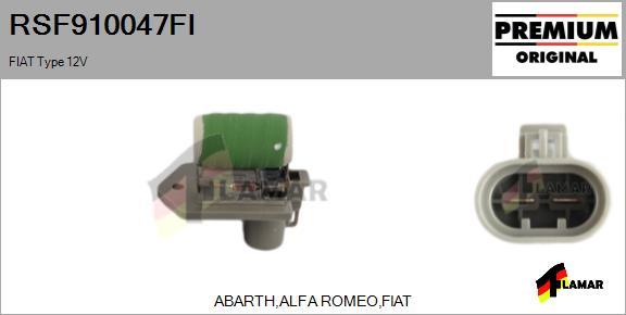 FLAMAR RSF910047FI - Додатковий резистор, електромотор - вентилятор радіатора avtolavka.club