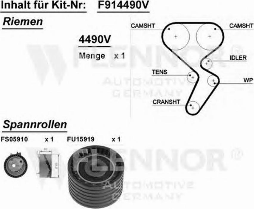 Flennor F914490V - Комплект ременя ГРМ avtolavka.club