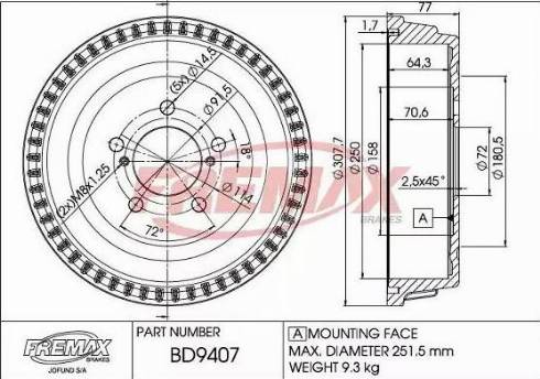 FREMAX BD-9407 - Гальмівний барабан avtolavka.club