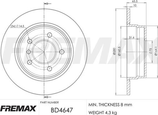 FREMAX BD-4647 - Гальмівний диск avtolavka.club