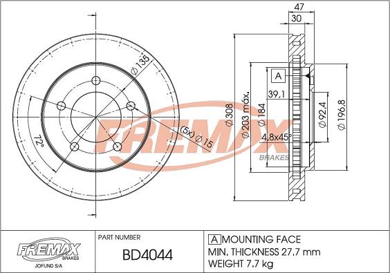 FREMAX BD-4044 - Гальмівний диск avtolavka.club