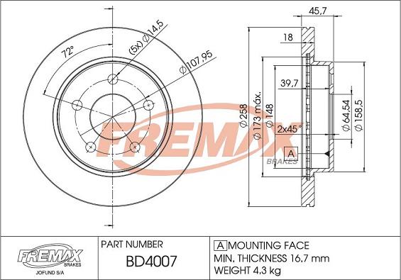 FREMAX BD-4007 - Гальмівний диск avtolavka.club