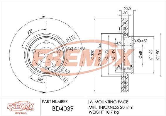 FREMAX BD-4039 - Гальмівний диск avtolavka.club