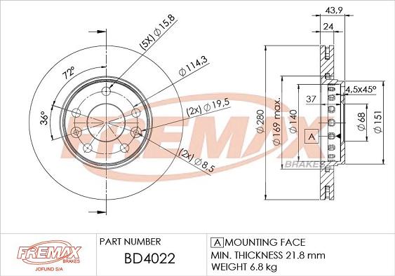 FREMAX BD-4022 - Гальмівний диск avtolavka.club