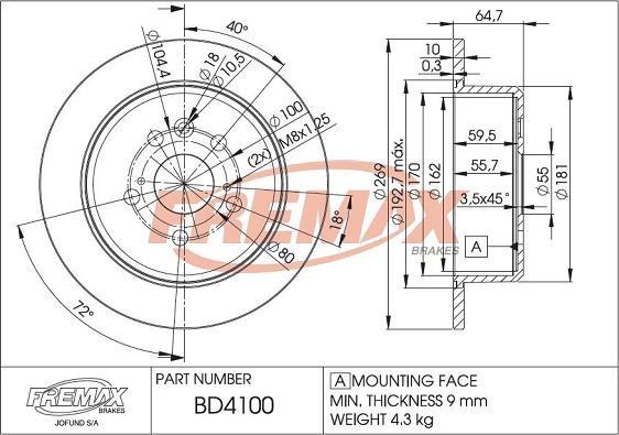 FREMAX BD-4100 - Гальмівний диск avtolavka.club