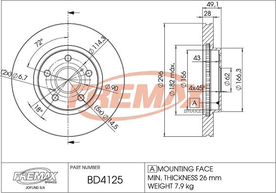 FREMAX BD-4125 - Гальмівний диск avtolavka.club