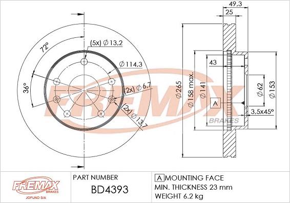 FREMAX BD-4393 - Гальмівний диск avtolavka.club