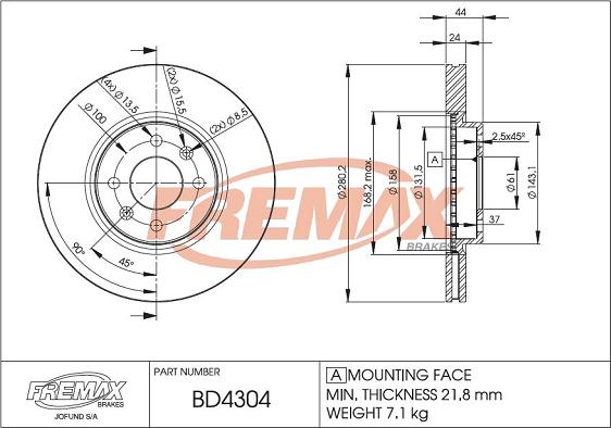 FREMAX BD-4304 - Гальмівний диск avtolavka.club