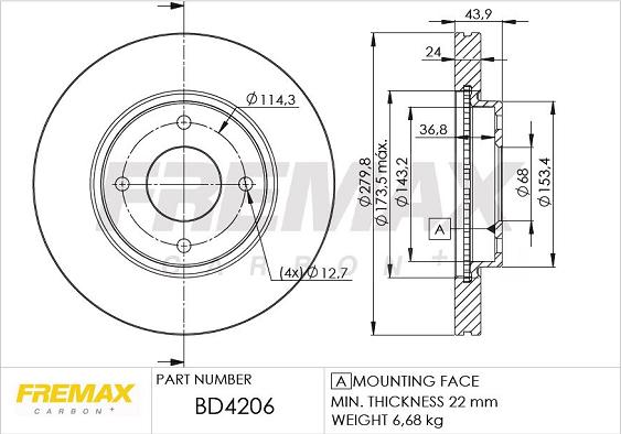 FREMAX BD-4206 - Гальмівний диск avtolavka.club