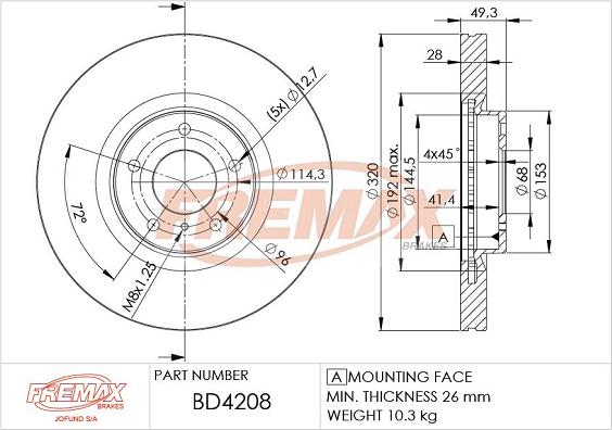 FREMAX BD-4208 - Гальмівний диск avtolavka.club