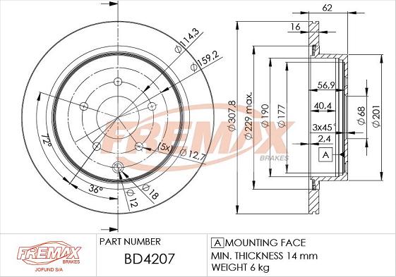 FREMAX BD-4207 - Гальмівний диск avtolavka.club