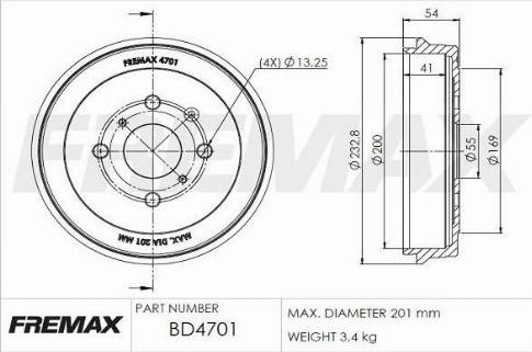 FREMAX BD-4701 - Гальмівний барабан avtolavka.club