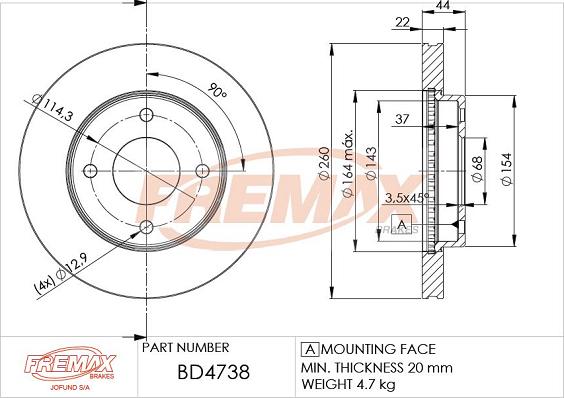 FREMAX BD-4738 - Гальмівний диск avtolavka.club