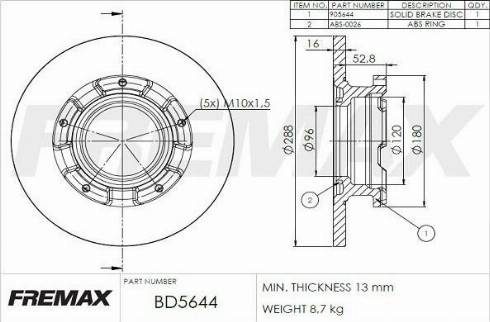 FREMAX BD-5644-KT - Гальмівний диск avtolavka.club